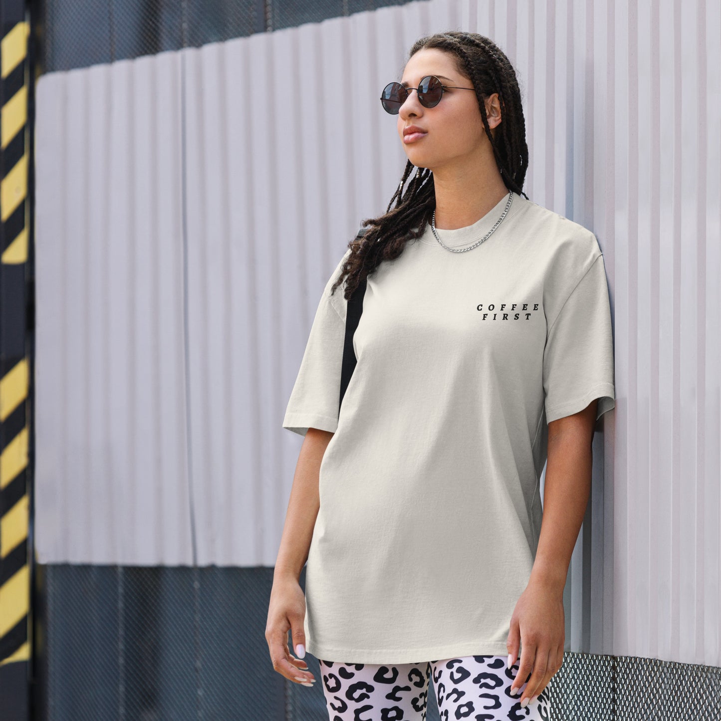 Coffee First Embroidered Oversized-T